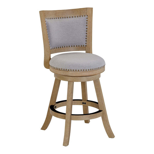 Boraam - Melrose Grey Fabric Swivel Counter Stool - Driftwood Wire-Brush Finish - 70524 view 1