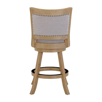 Boraam - Melrose Grey Fabric Swivel Counter Stool - Driftwood Wire-Brush Finish - 70524 view 4