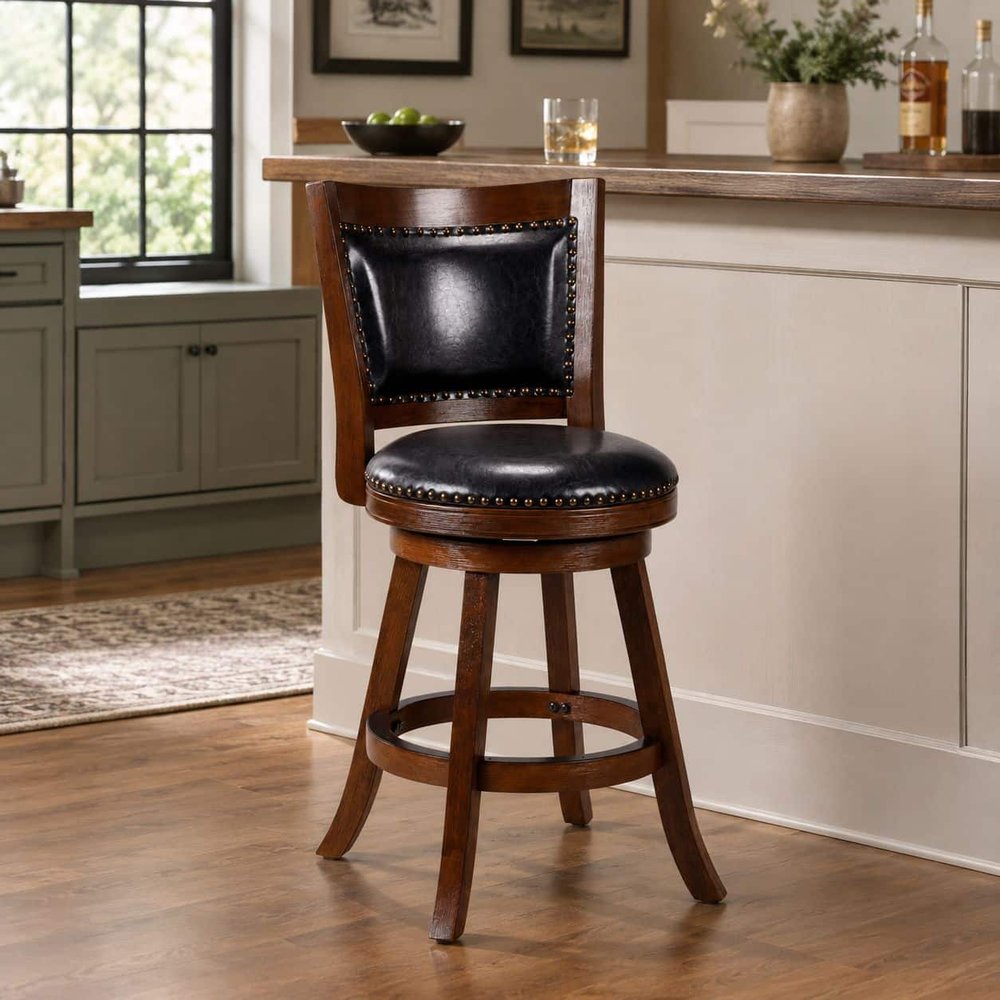 Boraam - Melrose Swivel Counter Stool - Cappuccino Wire-Brush - 77726 view 10