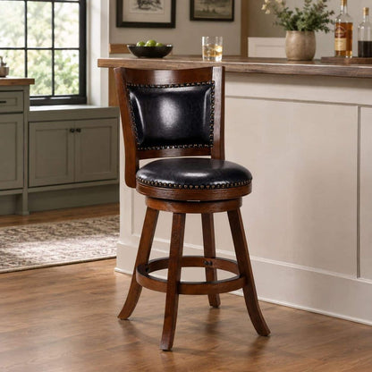 Boraam - Melrose Swivel Counter Stool - Cappuccino Wire-Brush - 77726 view 10