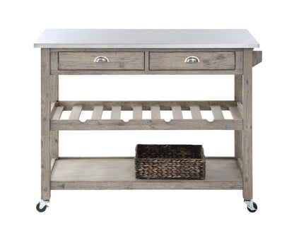 Boraam - Montana Kitchen Island Stainless Steel Top - Light Barnwood Finish - 77520 veiw 3