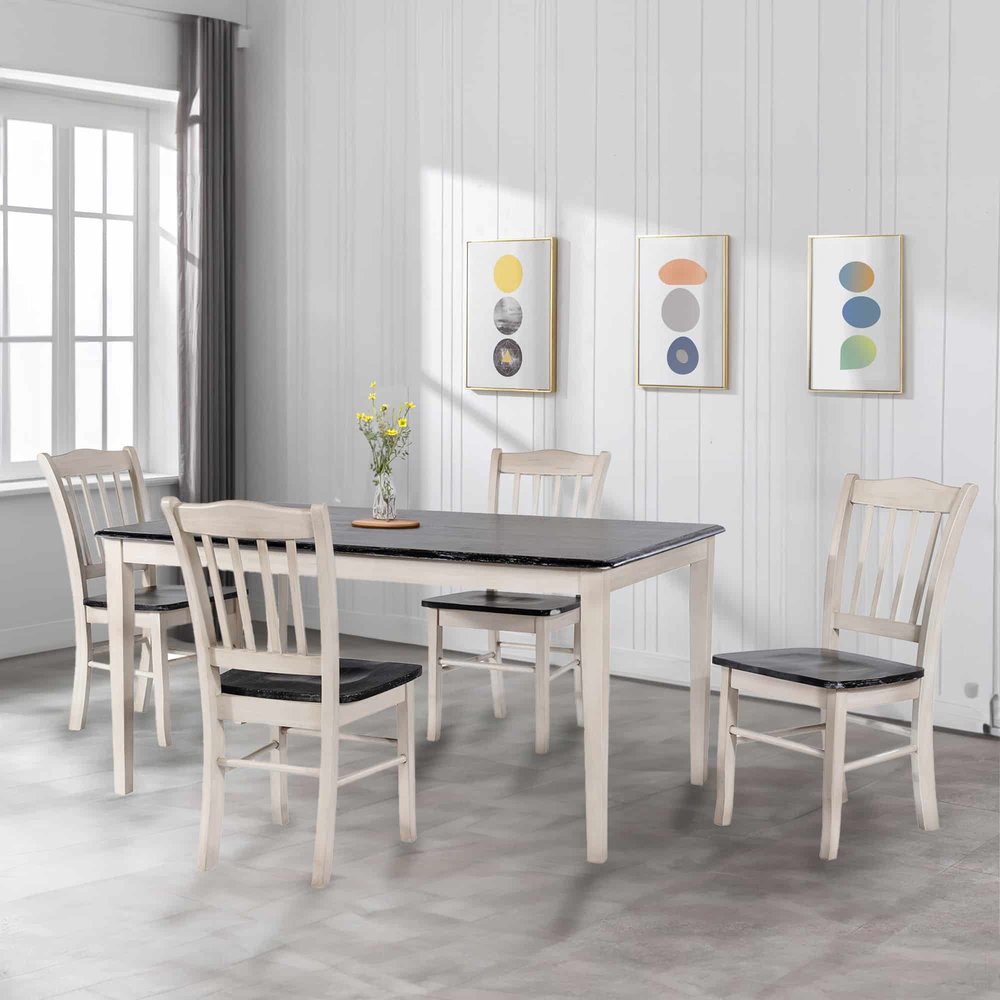 Boraam - Shaker 5-Piece Dining Set - European Black Ash/Antique White - 81736 view 3