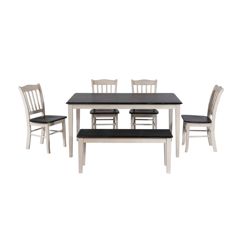 Boraam - Shaker 6-Piece Dining Set - European Black Ash/Antique White - 82736 view 2