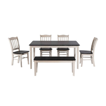 Boraam - Shaker 6-Piece Dining Set - European Black Ash/Antique White - 82736 view 2