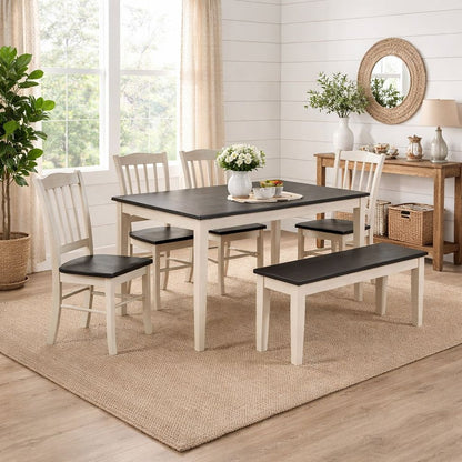 Boraam - Shaker 6-Piece Dining Set - European Black Ash/Antique White - 82736 view 3