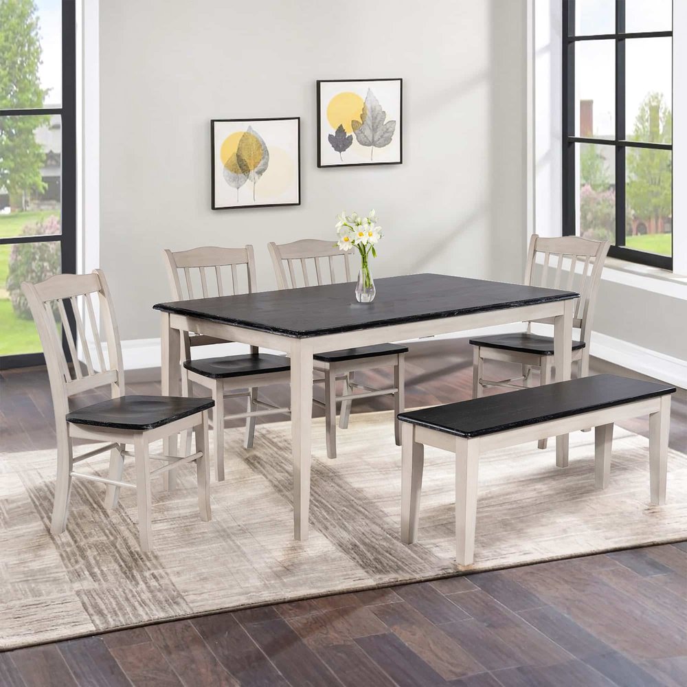 Boraam - Shaker 6-Piece Dining Set - European Black Ash/Antique White - 82736 view 4