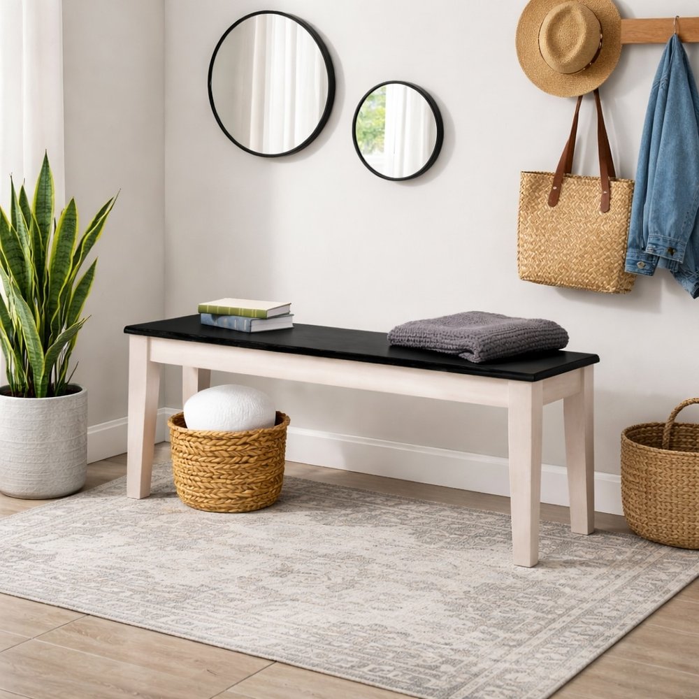 Boraam - Shaker Dining Bench - European Black Ash/Antique White - 30118 view 6