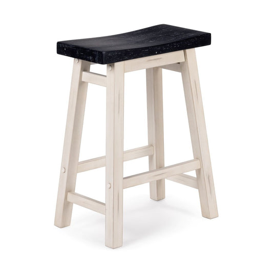 Boraam - Sonoma Backless Saddle Counter Stool - European Black/Antique White - 70224 view 1