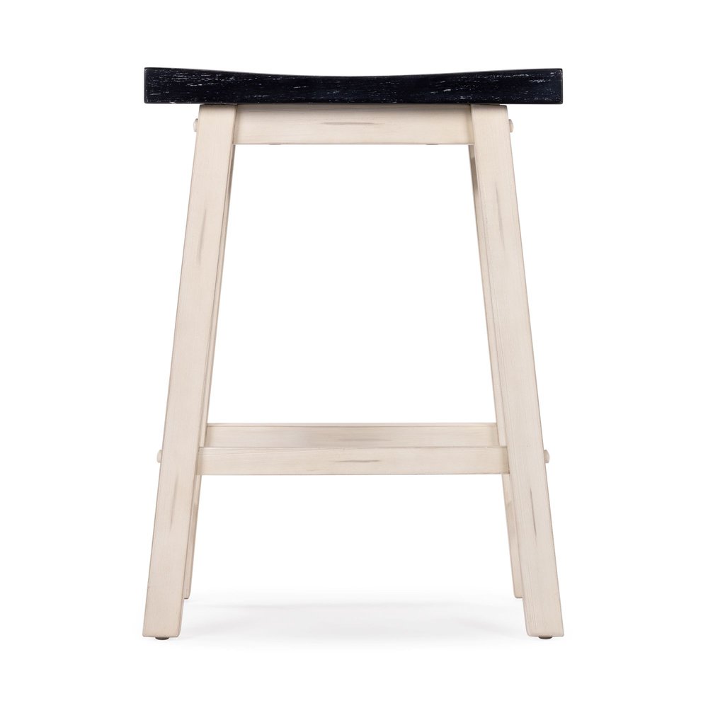 Boraam - Sonoma Backless Saddle Counter Stool - European Black/Antique White - 70224 view 2