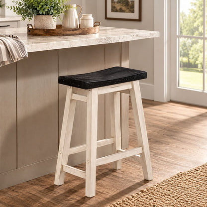 Boraam - Sonoma Backless Saddle Counter Stool - European Black/Antique White - 70224 view 9