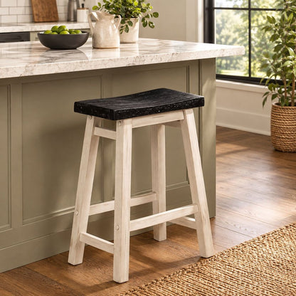 Boraam - Sonoma Backless Saddle Counter Stool - European Black/Antique White - 70224 view 10