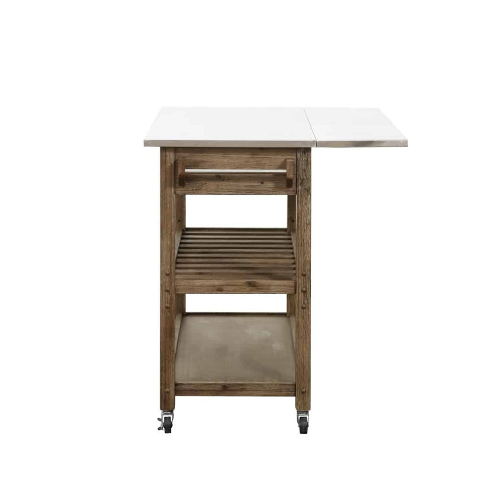 Boraam - Sonoma Kitchen Cart with Drop-Leaf [Barnwood Wire-Brush] - 12508 veiw 3