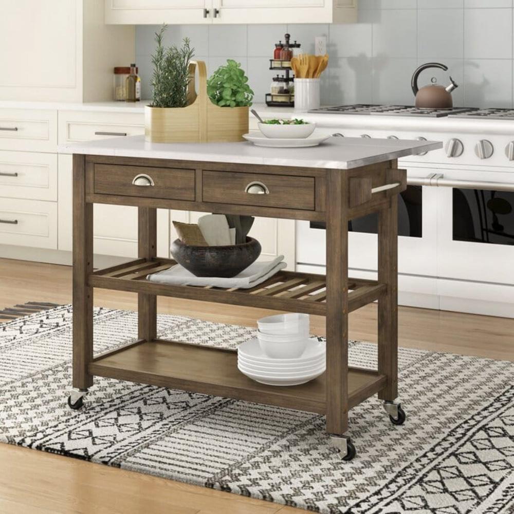 Boraam - Sonoma Kitchen Cart with Drop-Leaf [Barnwood Wire-Brush] - 12508 veiw 4
