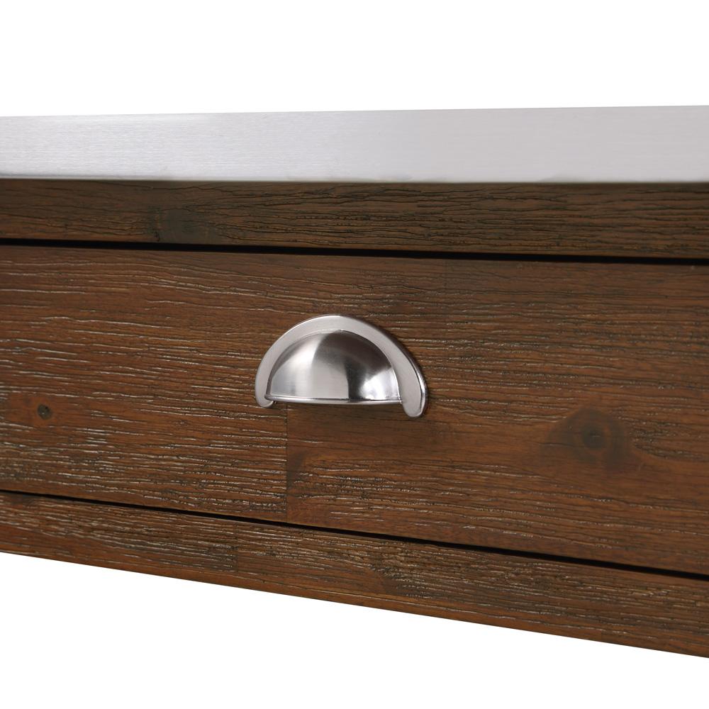 Boraam - Sonoma Kitchen Cart with Stainless Steel Top [Chestnut Wire-Brush] - 98521 veiw 2