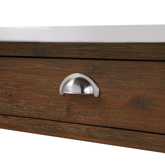 Boraam - Sonoma Kitchen Cart with Stainless Steel Top [Chestnut Wire-Brush] - 98521 veiw 2