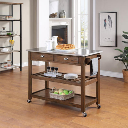 Boraam - Sonoma Kitchen Cart with Stainless Steel Top [Chestnut Wire-Brush] - 98521 veiw 6