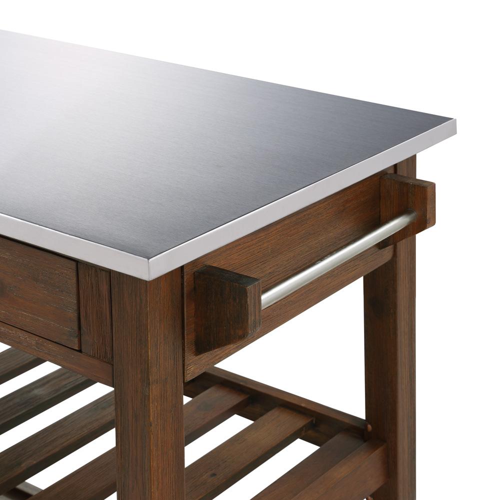 Boraam - Sonoma Kitchen Cart with Stainless Steel Top [Chestnut Wire-Brush] - 98521 veiw 8