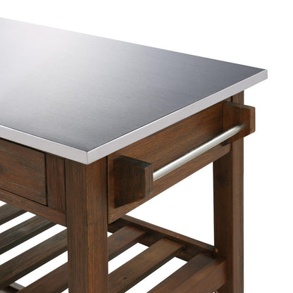 Boraam - Sonoma Kitchen Cart with Stainless Steel Top [Chestnut Wire-Brush] - 98521 veiw 8