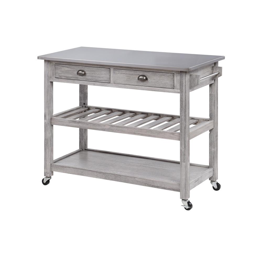 Boraam - Sonoma Kitchen Cart with Stainless Steel Top [Storm Gray Wire-Brush] - 98523 veiw 1