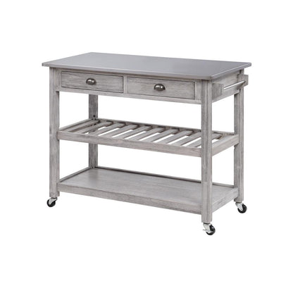 Boraam - Sonoma Kitchen Cart with Stainless Steel Top [Storm Gray Wire-Brush] - 98523 veiw 1