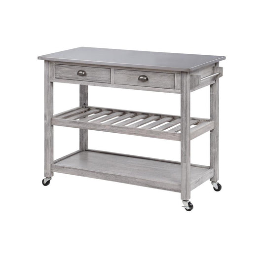 Boraam - Sonoma Kitchen Cart with Stainless Steel Top [Storm Gray Wire-Brush] - 98523 veiw 1