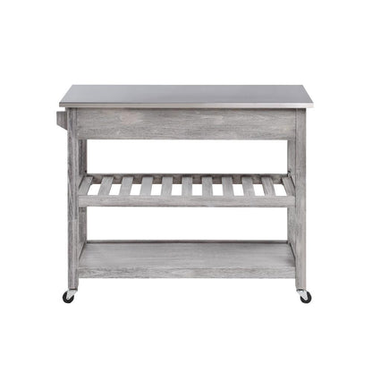Boraam - Sonoma Kitchen Cart with Stainless Steel Top [Storm Gray Wire-Brush] - 98523 veiw 2