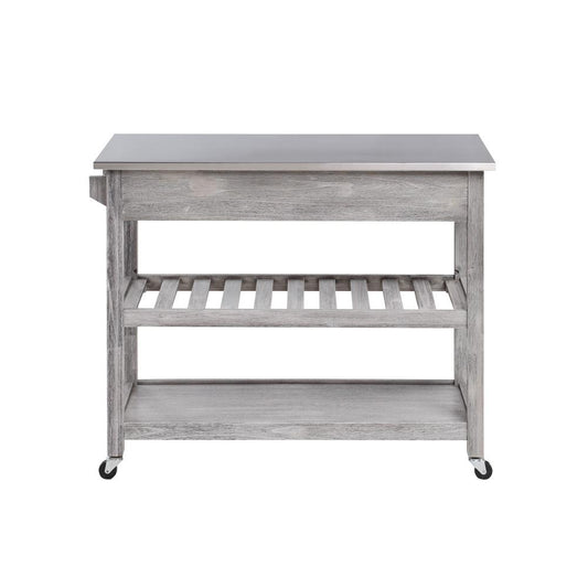 Boraam - Sonoma Kitchen Cart with Stainless Steel Top [Storm Gray Wire-Brush] - 98523 veiw 2