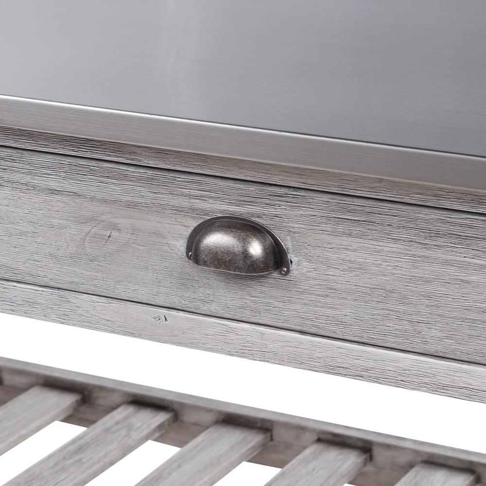 Boraam - Sonoma Kitchen Cart with Stainless Steel Top [Storm Gray Wire-Brush] - 98523 veiw 3