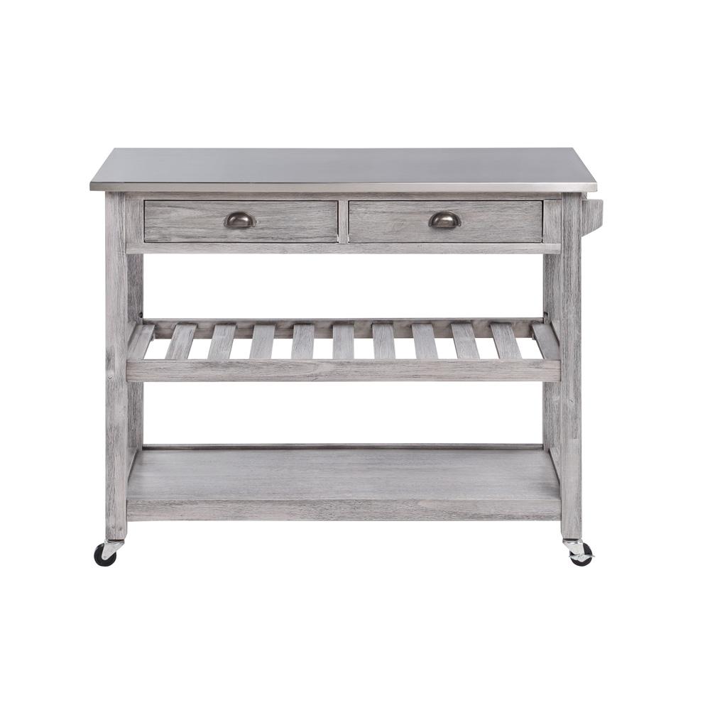 Boraam - Sonoma Kitchen Cart with Stainless Steel Top [Storm Gray Wire-Brush] - 98523 veiw 4