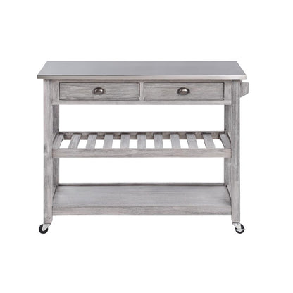 Boraam - Sonoma Kitchen Cart with Stainless Steel Top [Storm Gray Wire-Brush] - 98523 veiw 4