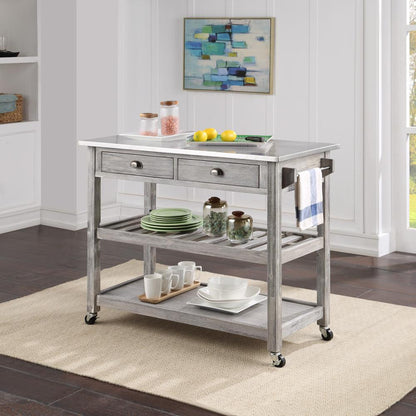 Boraam - Sonoma Kitchen Cart with Stainless Steel Top [Storm Gray Wire-Brush] - 98523 veiw 7