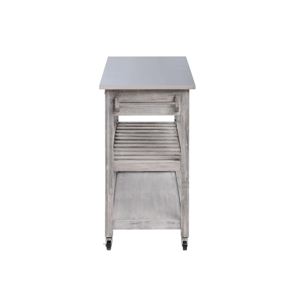 Boraam - Sonoma Kitchen Cart with Stainless Steel Top [Storm Gray Wire-Brush] - 98523 veiw 8
