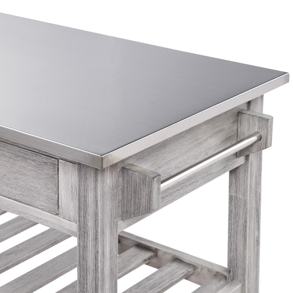 Boraam - Sonoma Kitchen Cart with Stainless Steel Top [Storm Gray Wire-Brush] - 98523 veiw 9