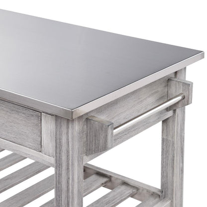 Boraam - Sonoma Kitchen Cart with Stainless Steel Top [Storm Gray Wire-Brush] - 98523 veiw 9
