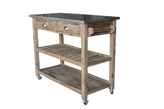 Boraam - Sonoma Wire-Brush Kitchen Cart - 98520 veiw 1