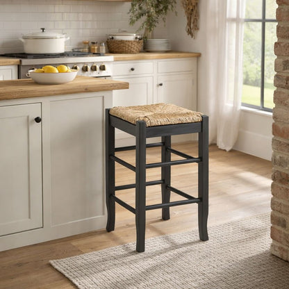 Boraam - Square Rush Backless Counter Stool - Charcoal Grey Finish - 94024 view 5