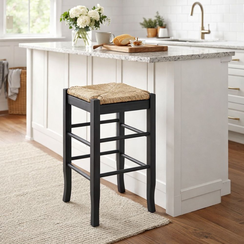 Boraam - Square Rush Backless Counter Stool - Charcoal Grey Finish - 94024 view 6