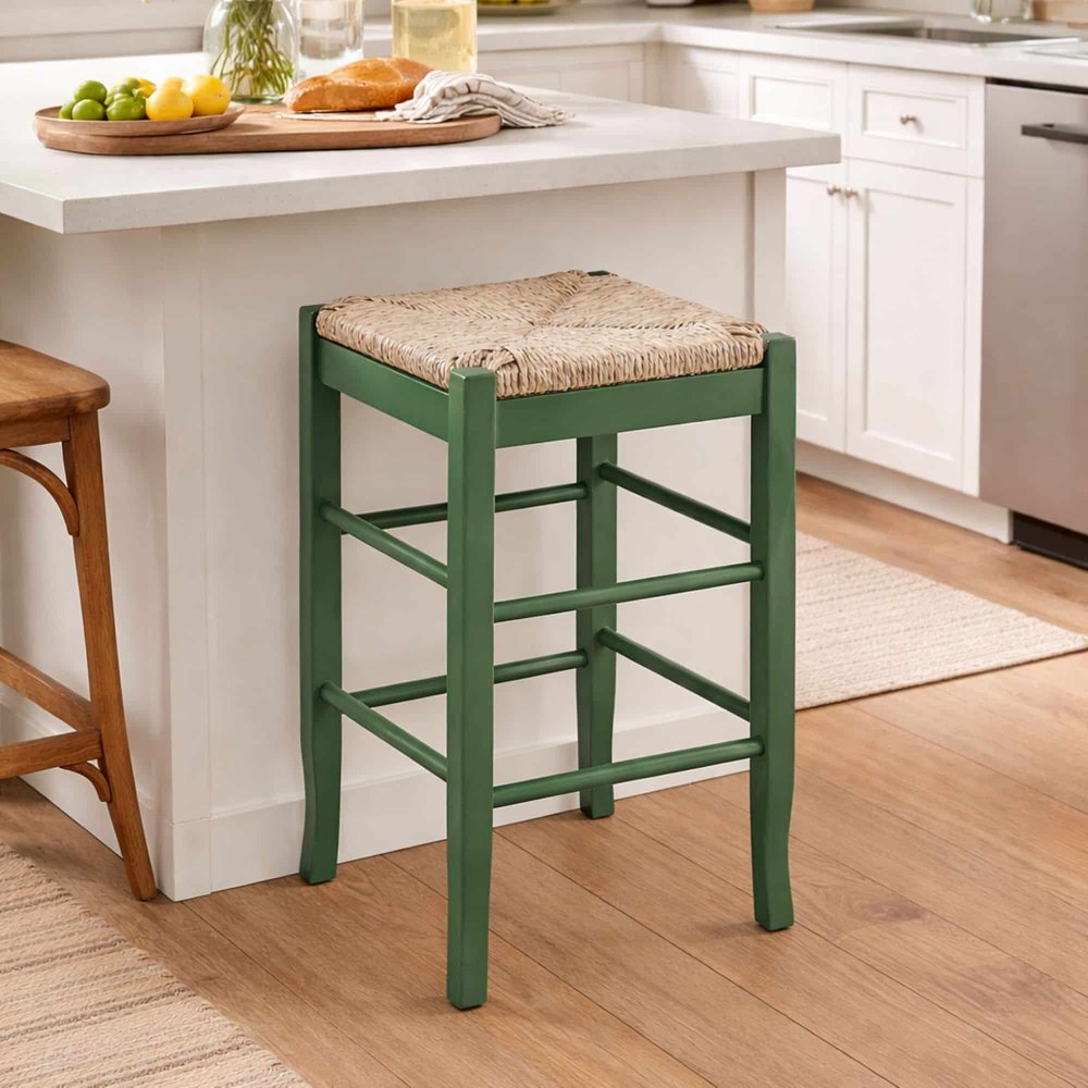 Boraam - Square Rush Backless Counter Stool - Equestrian Green - 96424 view 5
