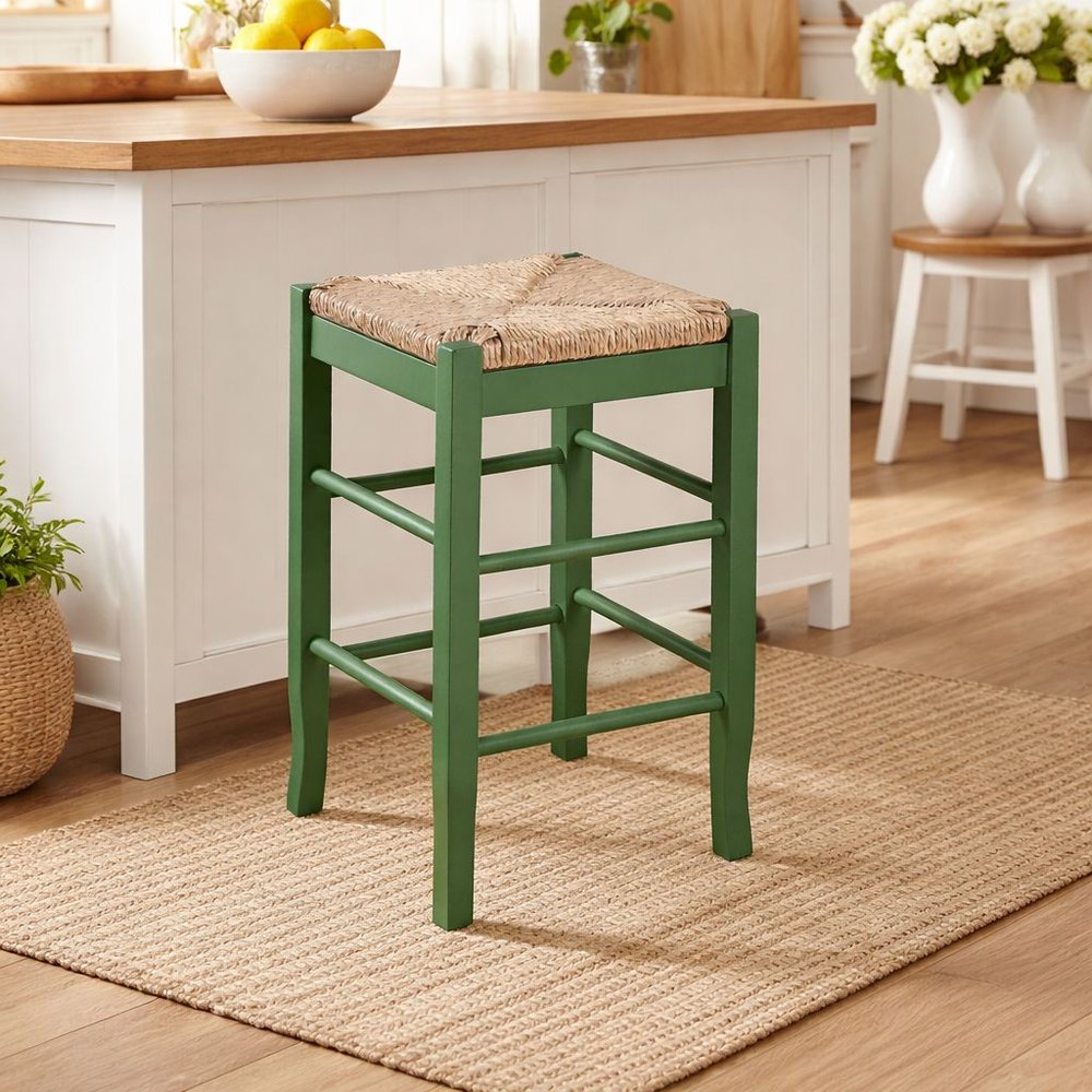 Boraam - Square Rush Backless Counter Stool - Equestrian Green - 96424 view 6