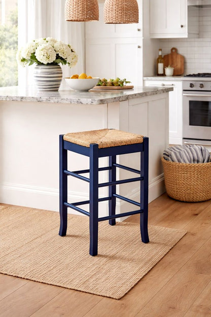 Boraam - Square Rush Backless Counter Stool - Navy Blue Finish - 95424 view 5