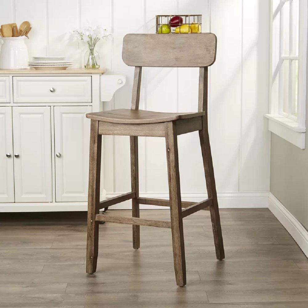 Boraam - Torino Wood Bar Stool - Barnwood Wire-Brush - 76729 veiw 3