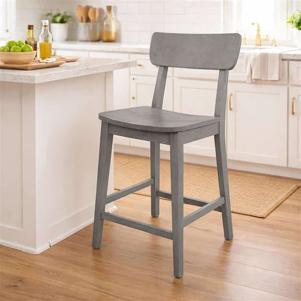 Boraam - Torino Wood Counter Stool - Charcoal Grey - 88724 view 6