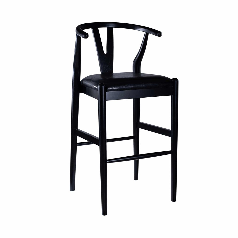 Boraam - Wishbone Bar Height Kitchen Bar Stool - Black Finish - 50529 view 1