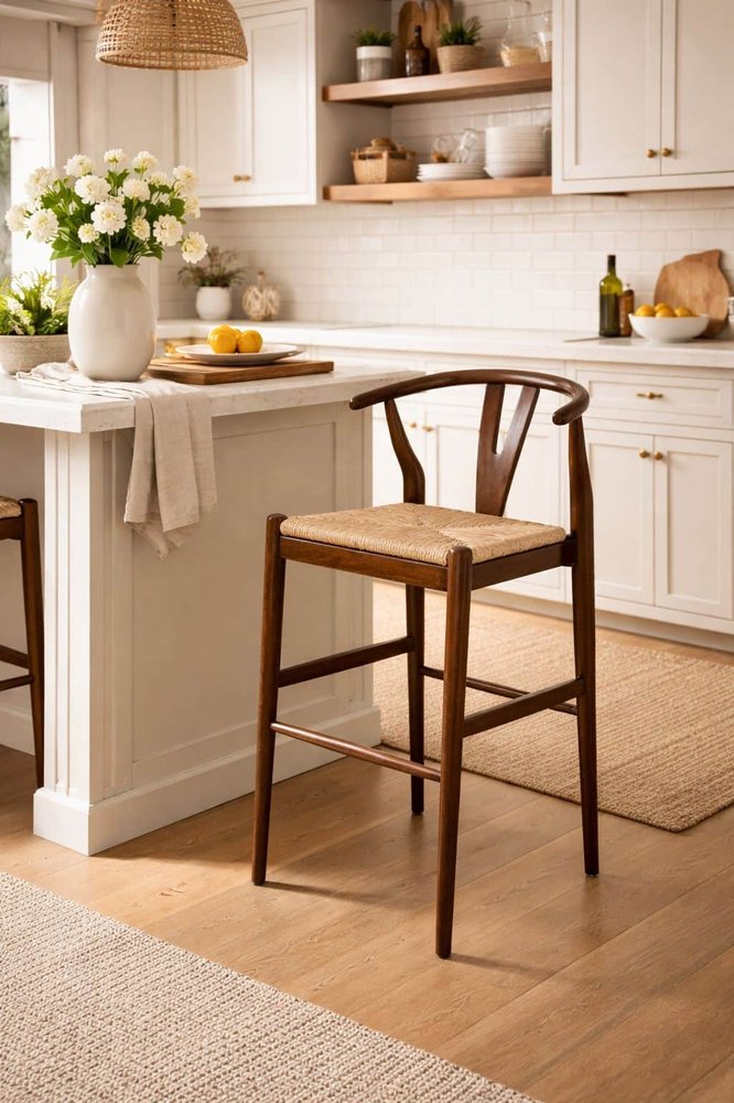 Boraam - Wishbone Bar Height Kitchen Bar Stool - Cappuccino Finish - 50429 view 7