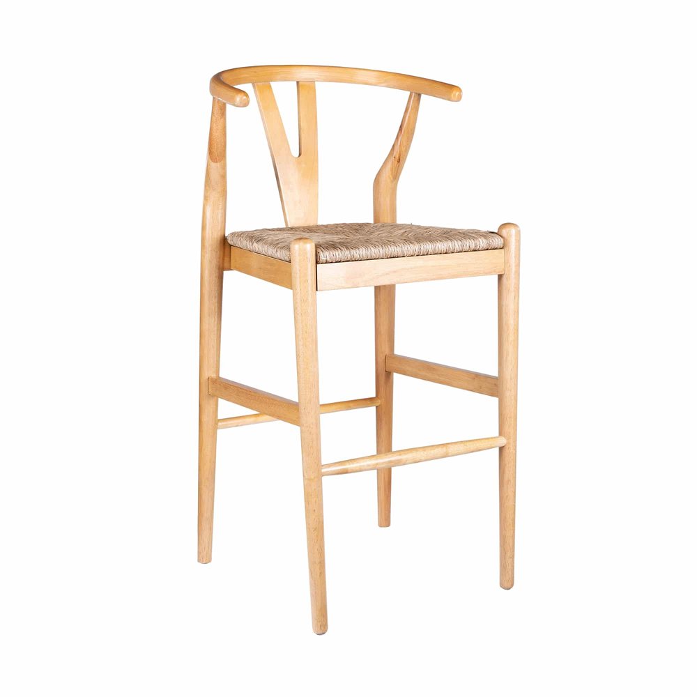 Boraam - Wishbone Bar Height Kitchen Bar Stool - Natural Finish - 50029 view 1