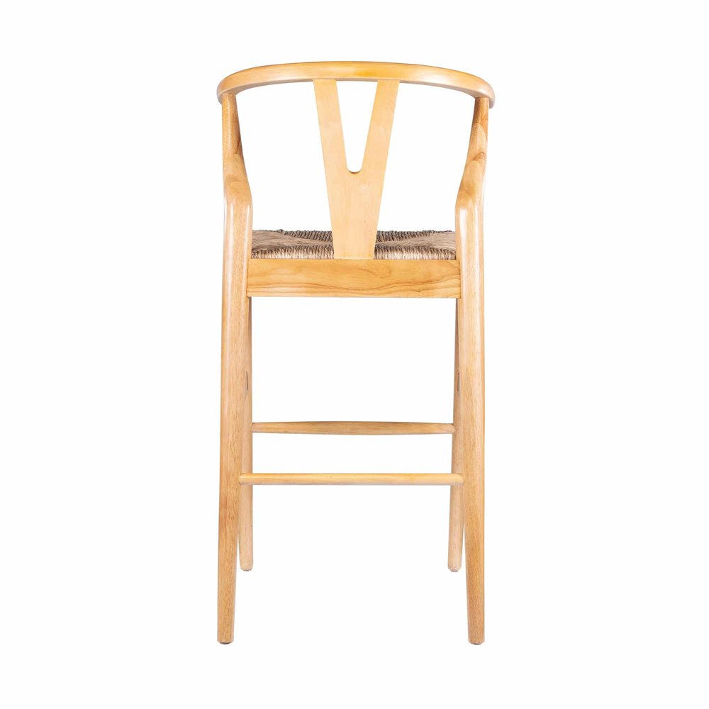 Boraam - Wishbone Bar Height Kitchen Bar Stool - Natural Finish - 50029 view 4