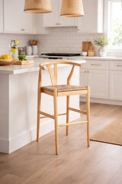 Boraam - Wishbone Bar Height Kitchen Bar Stool - Natural Finish - 50029 view 7