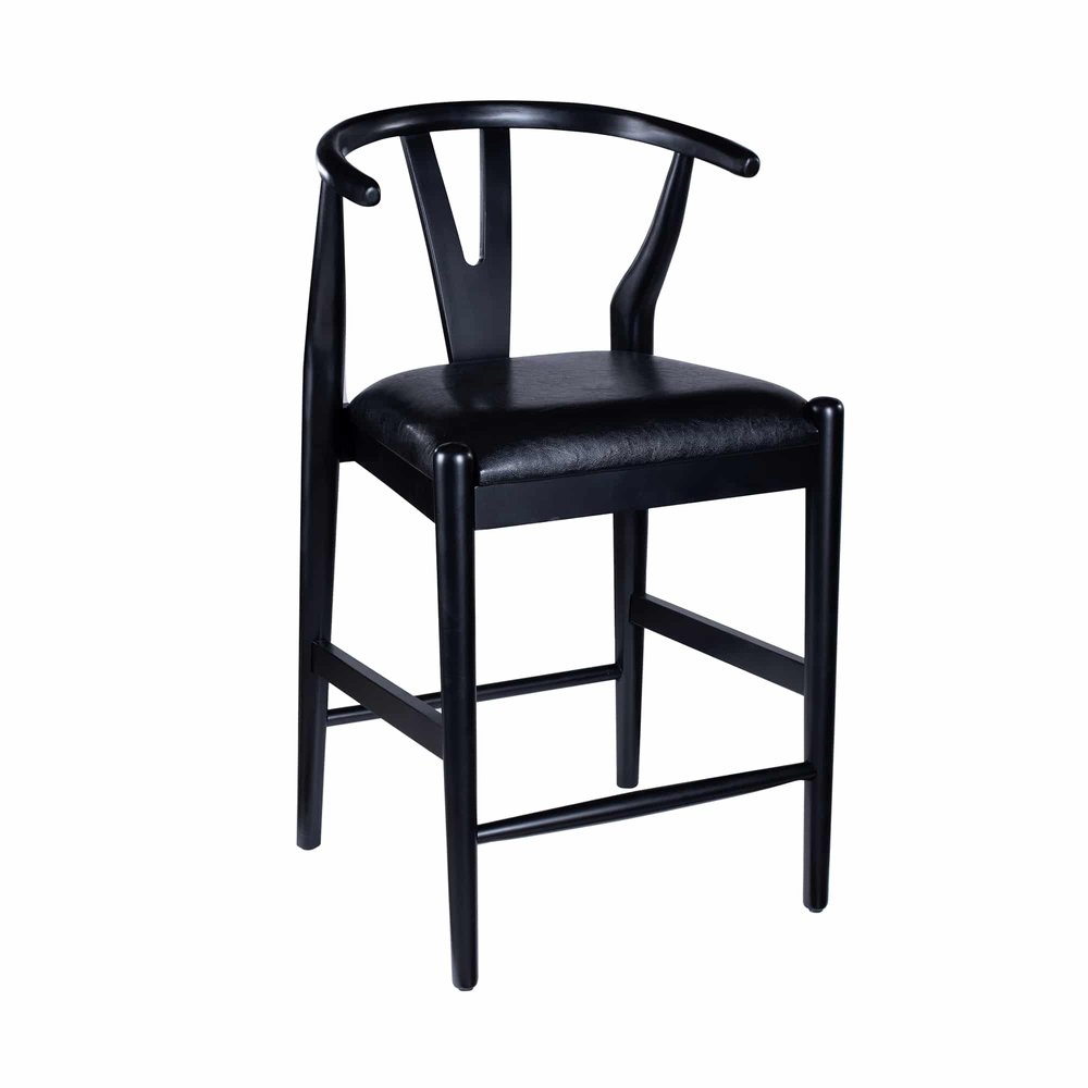 Boraam - Wishbone Counter Height Kitchen Bar Stool - Black Finish - 50524 view 1