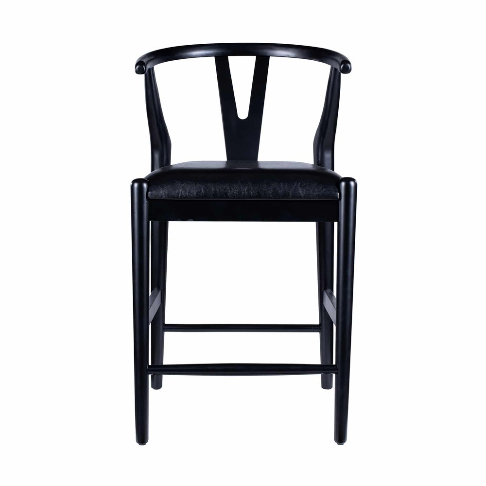 Boraam - Wishbone Counter Height Kitchen Bar Stool - Black Finish - 50524 view 2