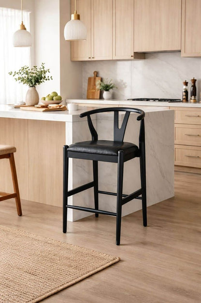 Boraam - Wishbone Counter Height Kitchen Bar Stool - Black Finish - 50524 view 7